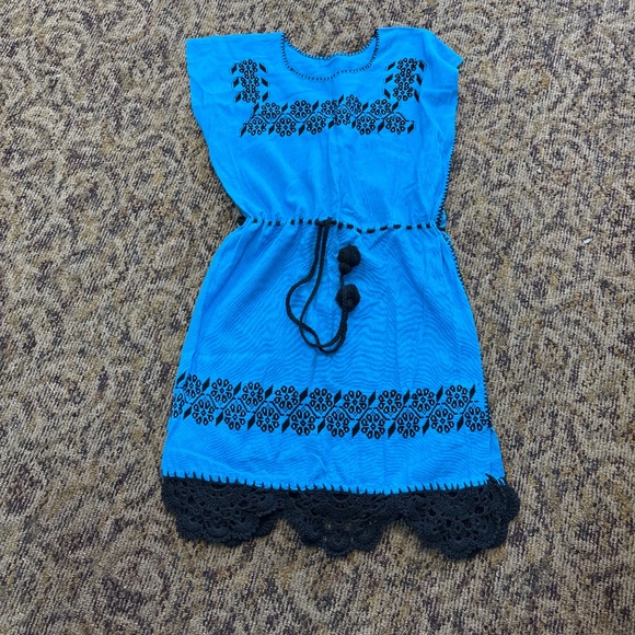 Vintage Mexican Embroidered Dress With Crochet Trim S/M - Picture 1 of 6